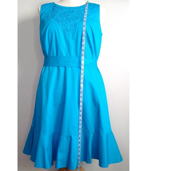 Talbots Embroidered Sateen Fit-and-Flare Dress - Picture 12 of 14